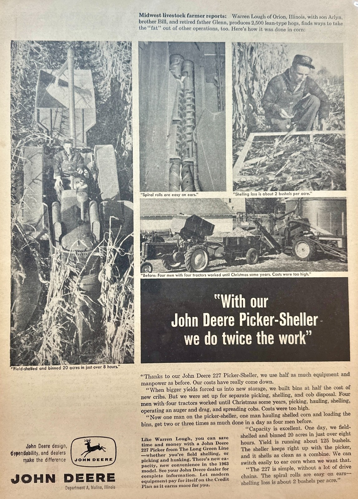 Lot of (6) 1962 John Deere Farm Equipment Original Advertisements #N5096