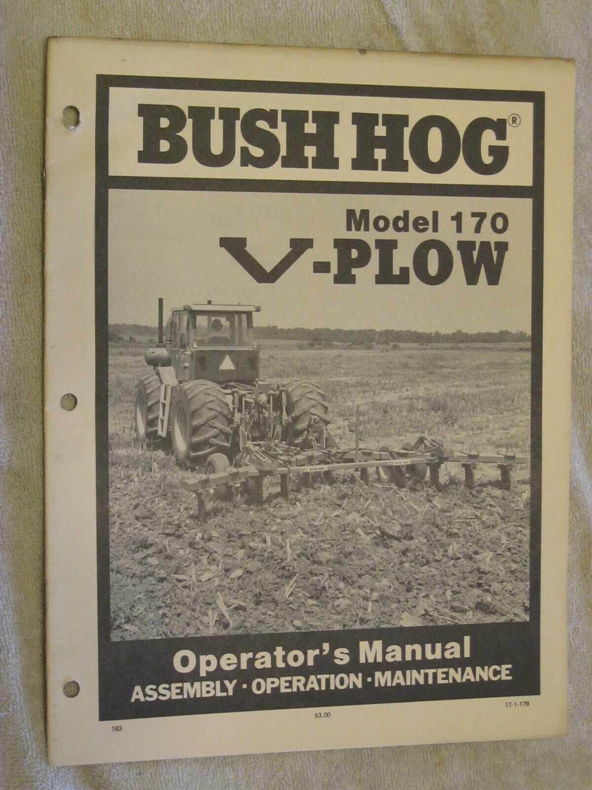 BUSH HOG MODEL 170 V-PLOW OPERATOR’S MANUAL