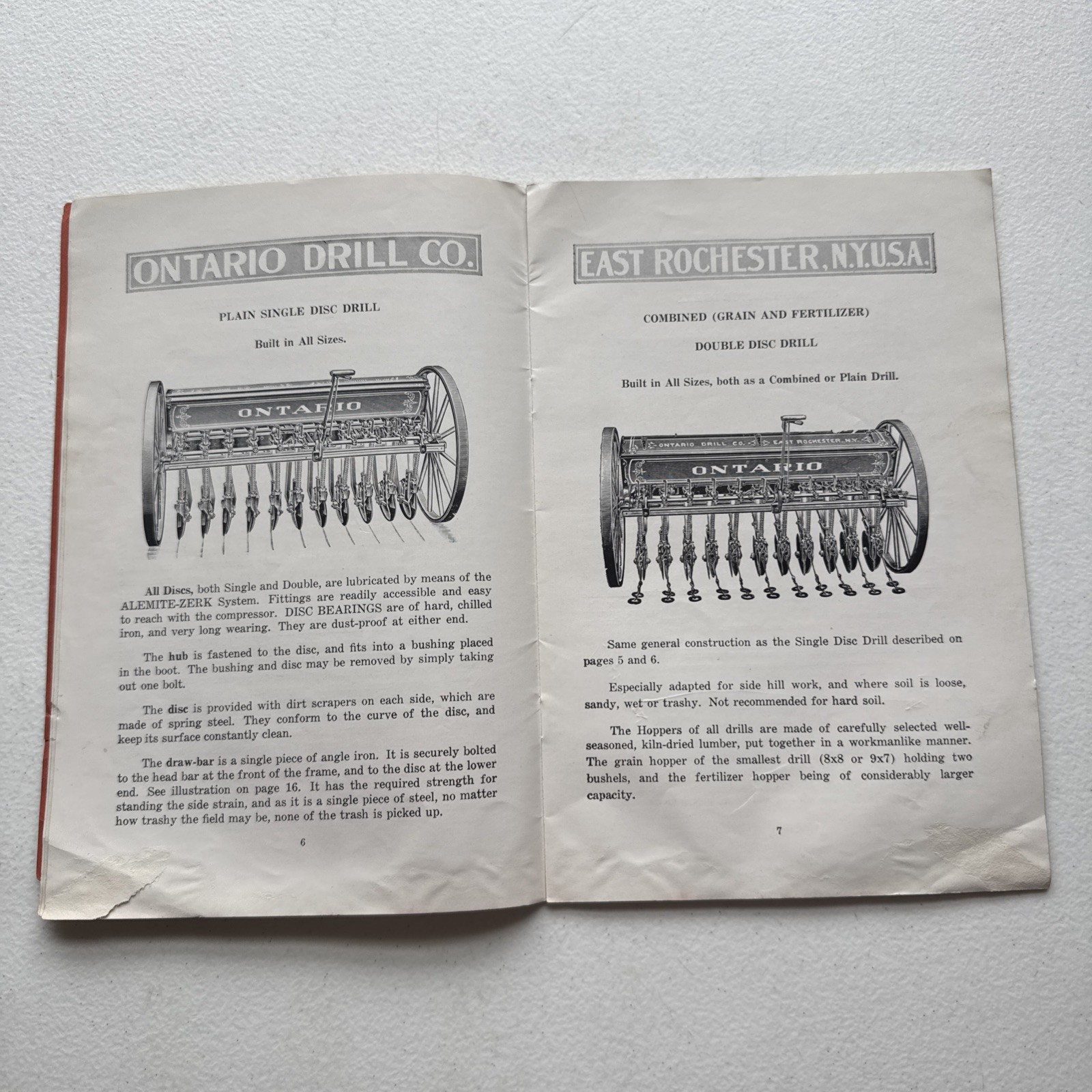 Vintage Ontario Drill Co. Grain & Fertilizer Drills Catalog East Rochester, NY