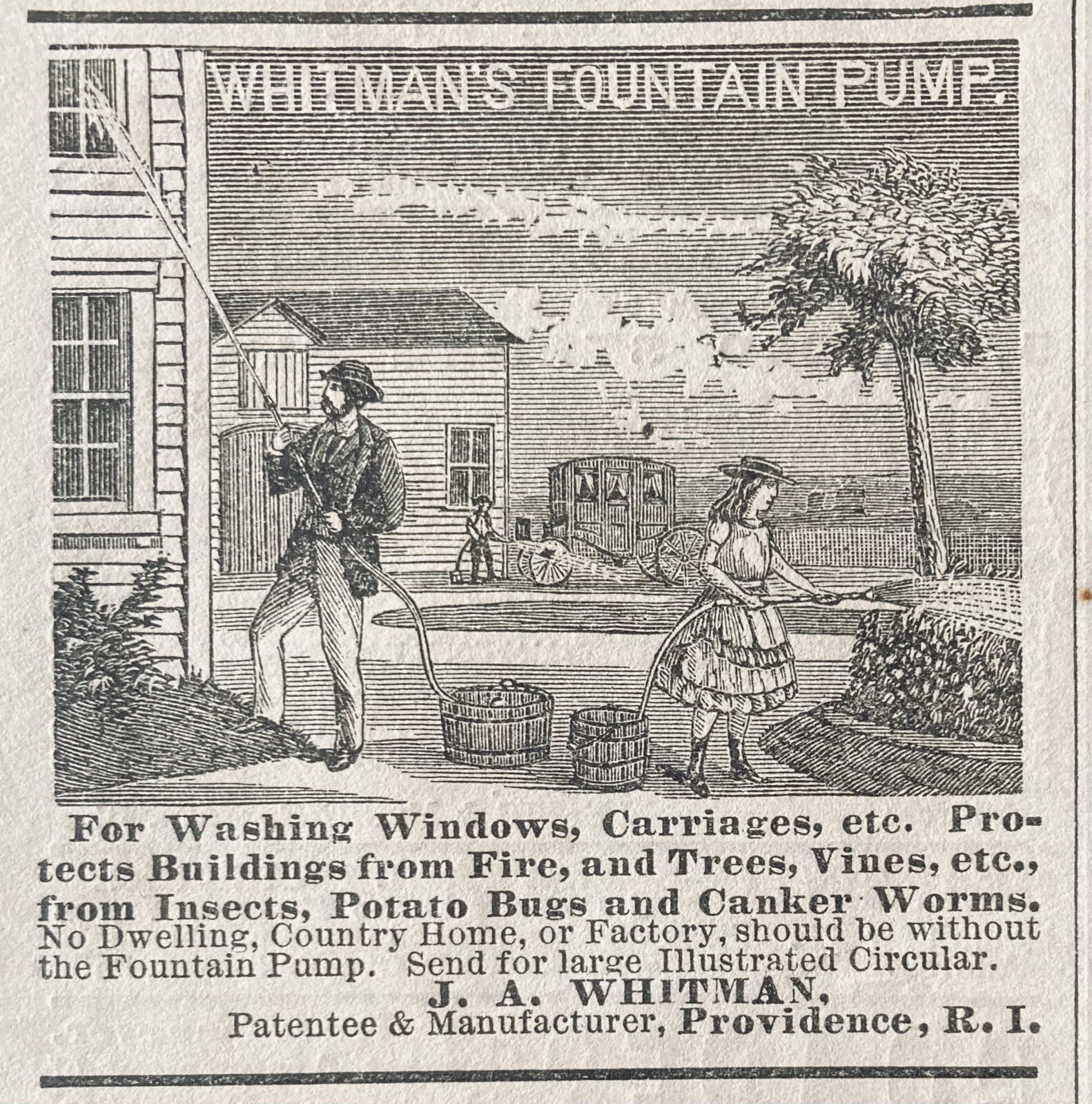 1880 AD.(XH64)~J.A. WHITMAN CO. PROV., RI. WHITMAN’S FOUNTAIN GARDEN PUMP
