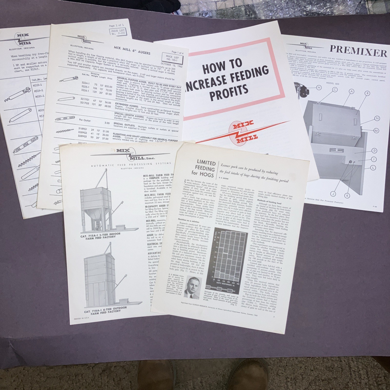 1957 & 1962 Mix Mill automated feed systems Vintage literature- Bluffton, IN