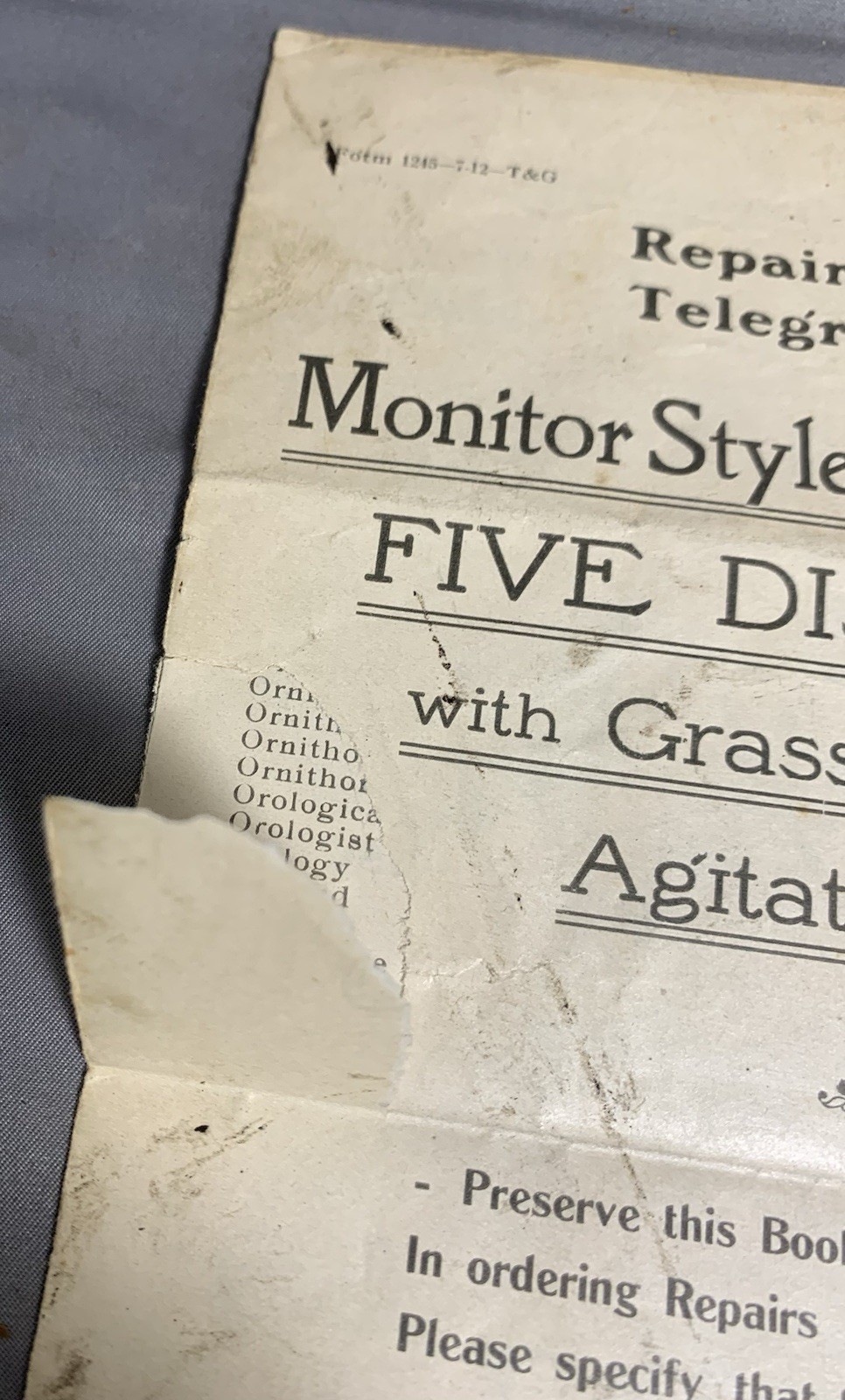 Moline Plow Company Monitor Style “B”, “C” and “D” Five Disc Drills Repair List