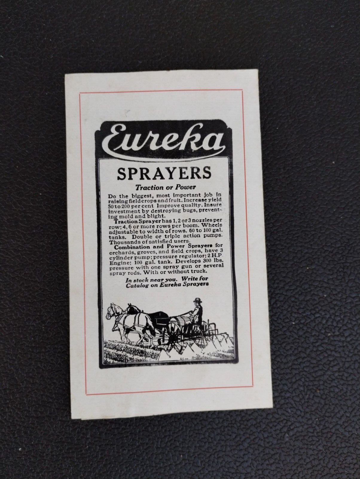 Circa 1900 Eureka Mower Company Potato Machinery Advertising Utica New York