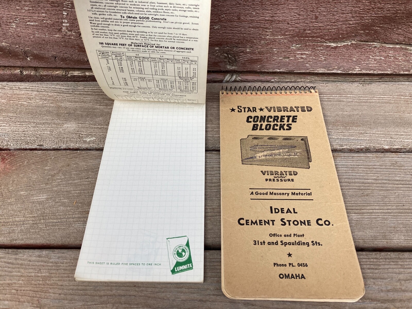 Pr. 2 Old Cement Advertising Notepads Star Concrete Blocks Universal Atlas