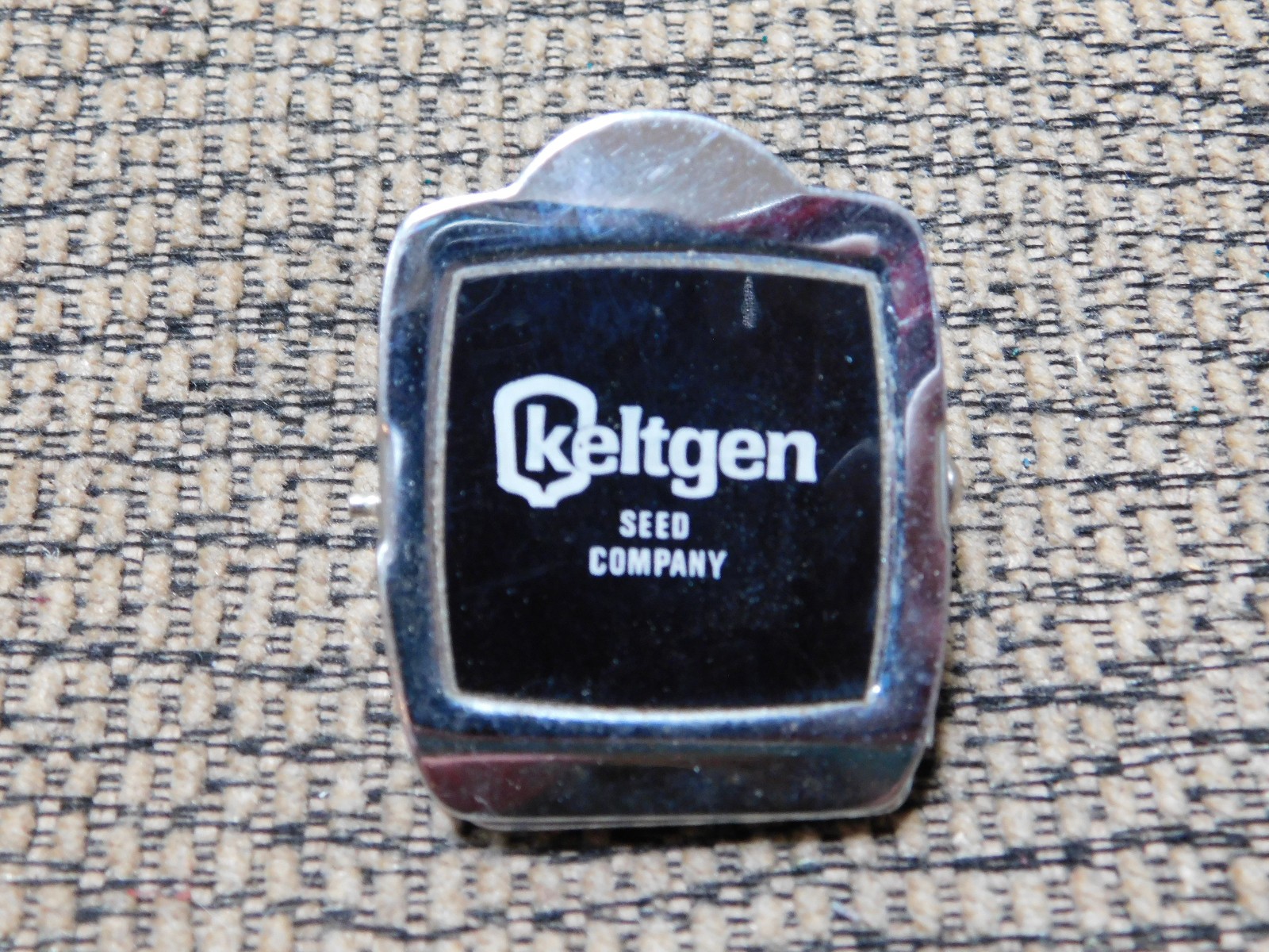 1.36″ Vintage Keltgen Seed Co. Advertising Clip Chrome Metal Magnetic