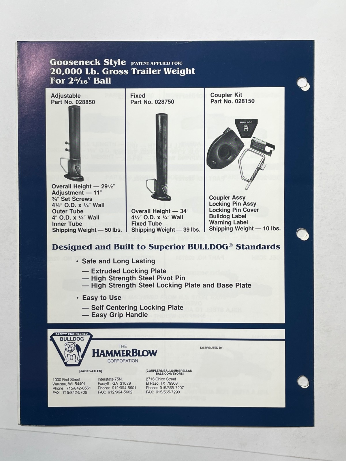 Bulldog Coupler Products Sales Brochure *Showroom Sales Book* (1980s)