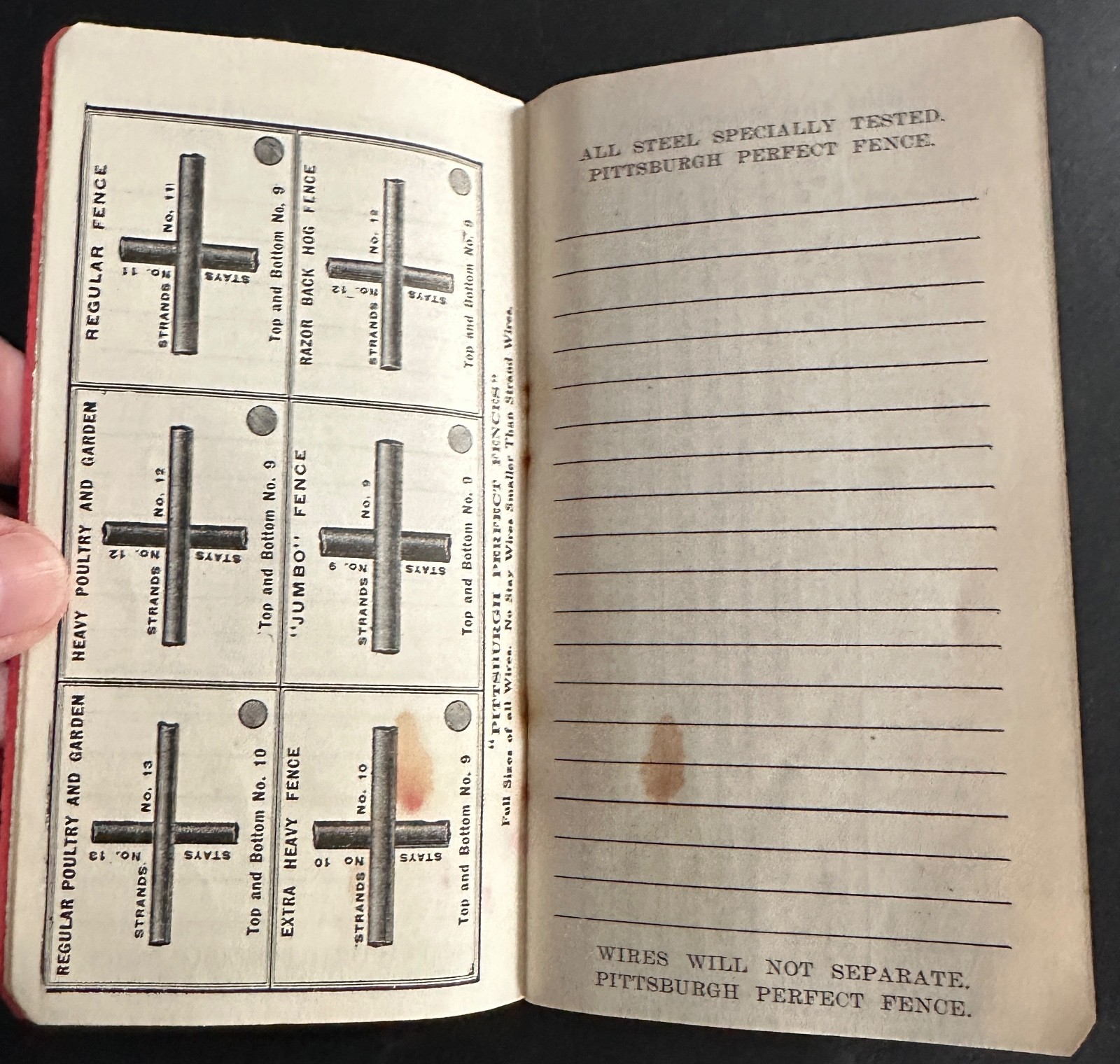Lot of 2 Pittsburgh Steel Wire Fence Pocket Memorandum Notebooks Chambersburg PA