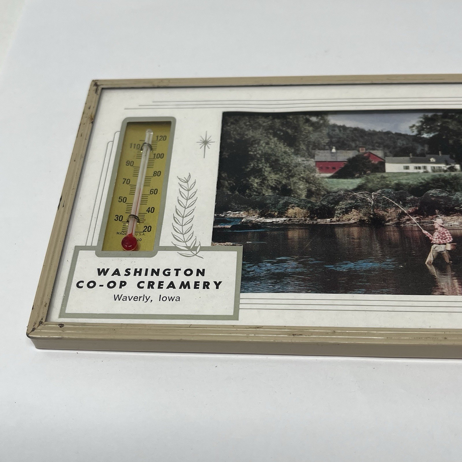 1950’s Washington CO-OP Creamery Waverly IA Promotional Red Alcohol Thermometer