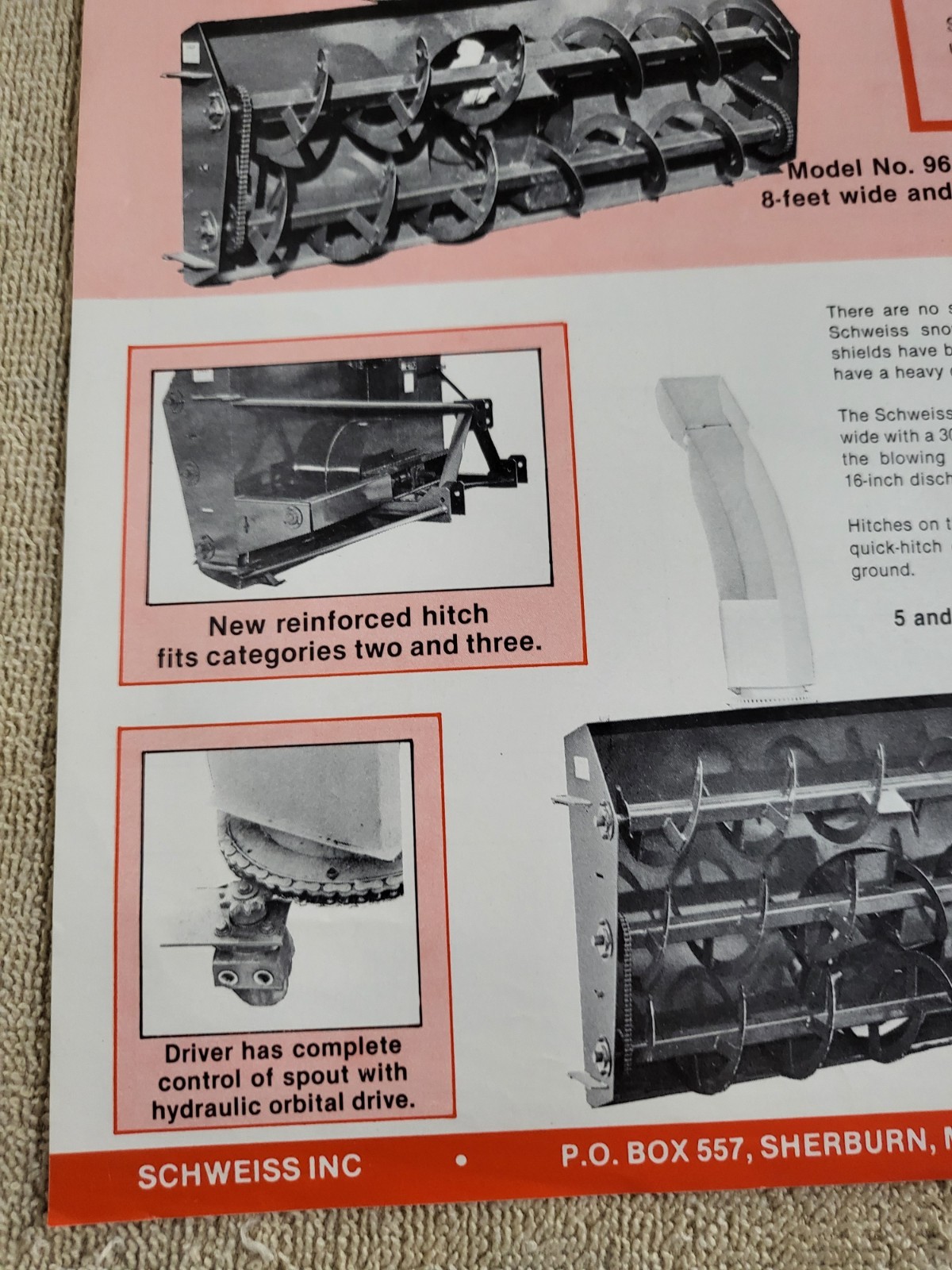 Vintage 1970s SCHWEISS Snowblower SALES BROCHURE Log Splitter Wood Stove Trailer