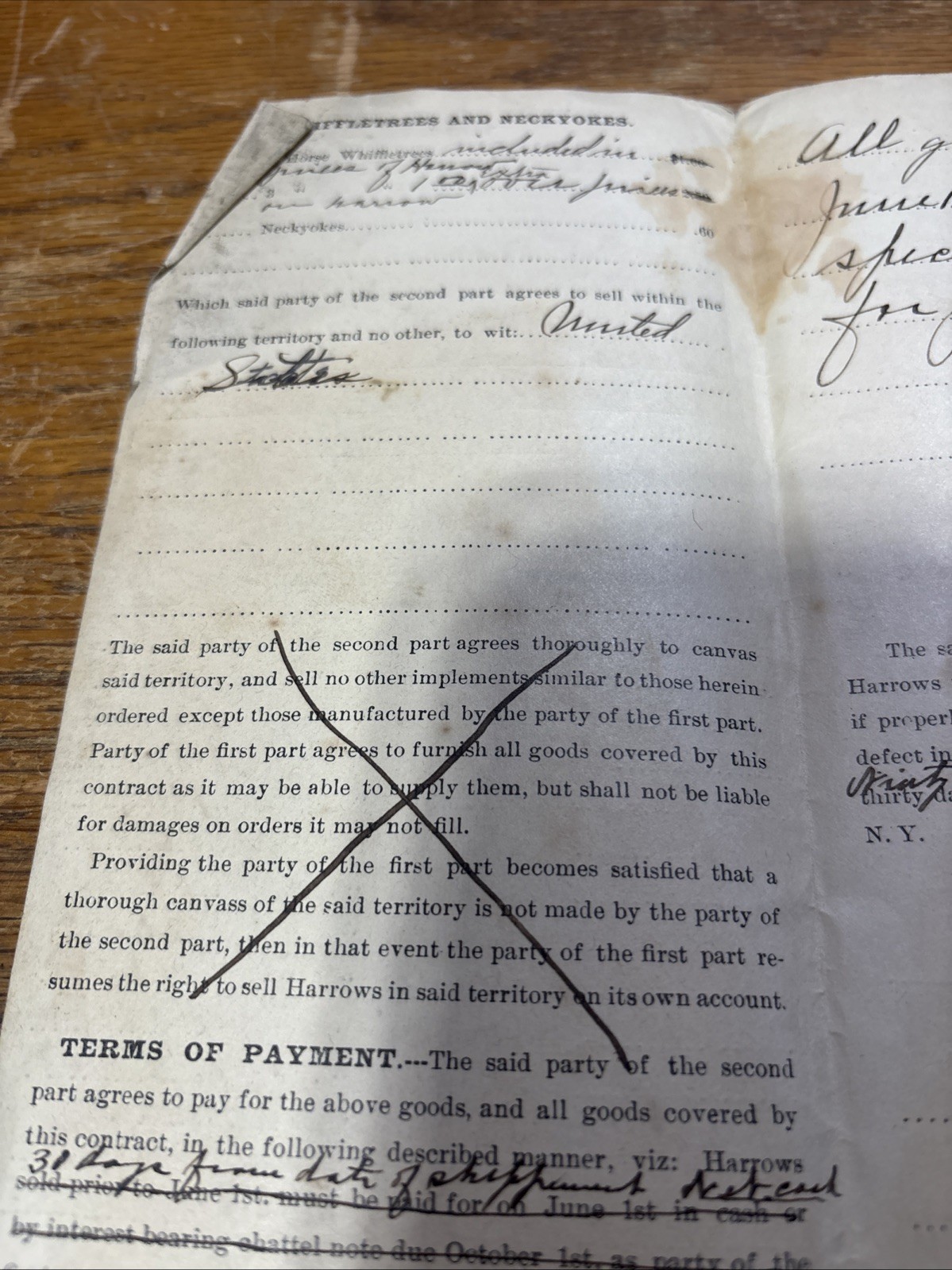 Vintage Farm Equipment Contract Evans Manufacturing Co Hammond NY 1906