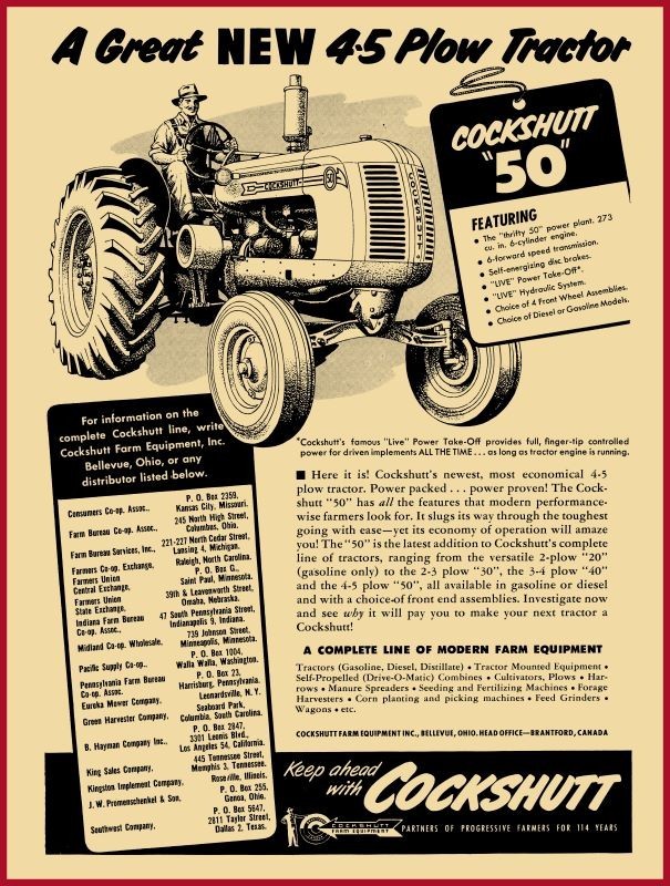 1953 Cockshutt Model 50 4-5 Plow Tractor NEW Metal Sign: 12×16″ Ships Free
