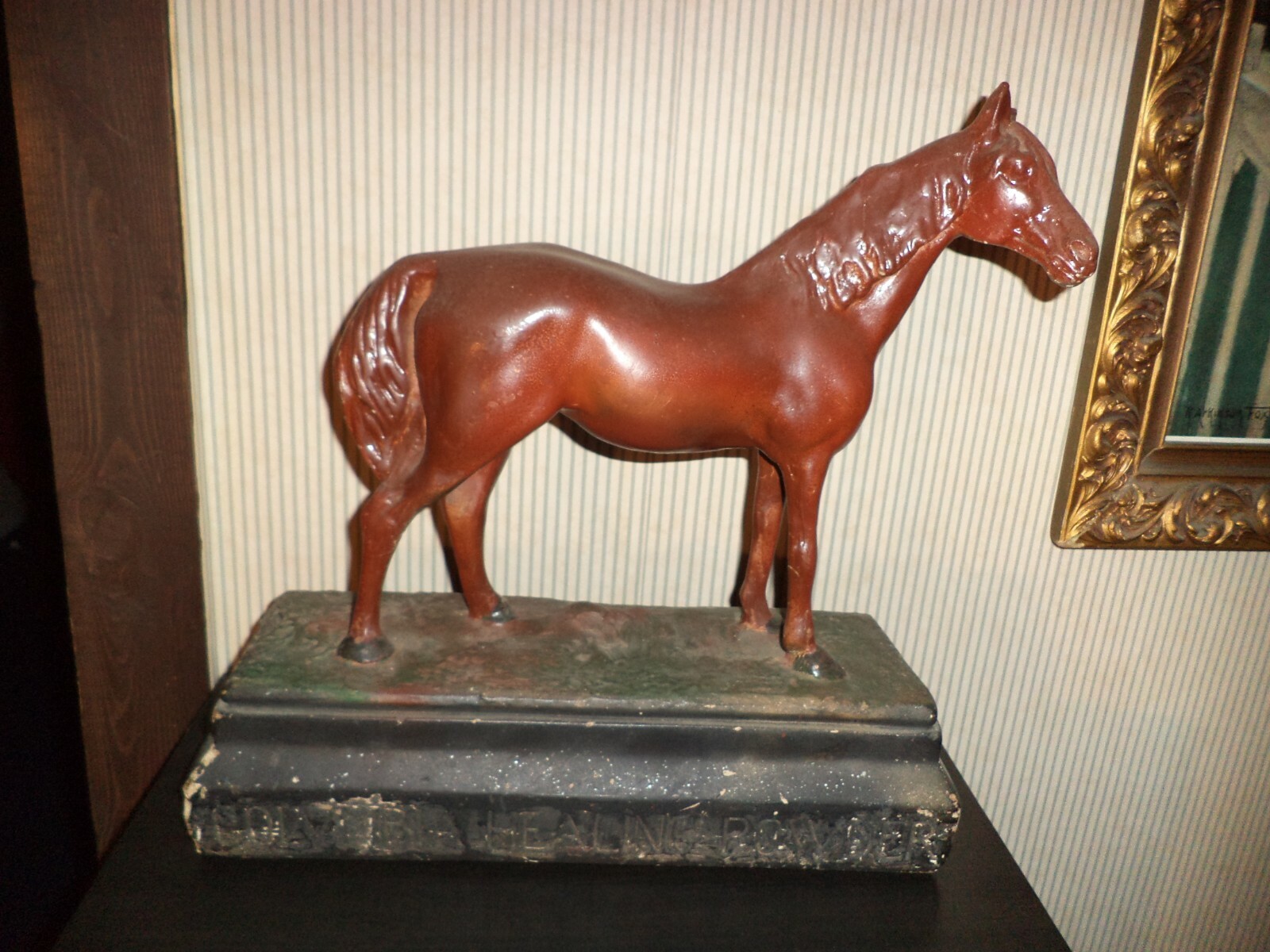 1910 HORSE store display sign COLUMBIA HEALING POWDER SALVE western blacksmith