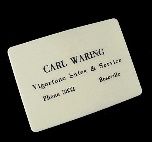 Carl Waring Roseville Iowa Vigortone Sales & Service Clip IA Advertising Vintage
