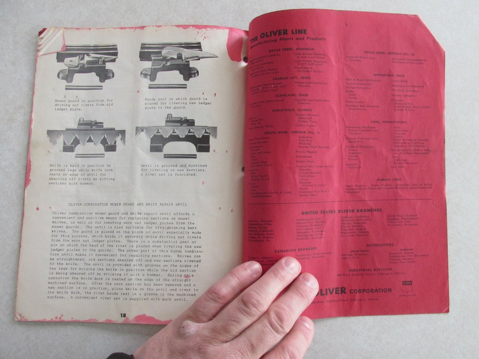 MBF58 Farm Manual Oliver 22-8 Mower operating instructions setting up