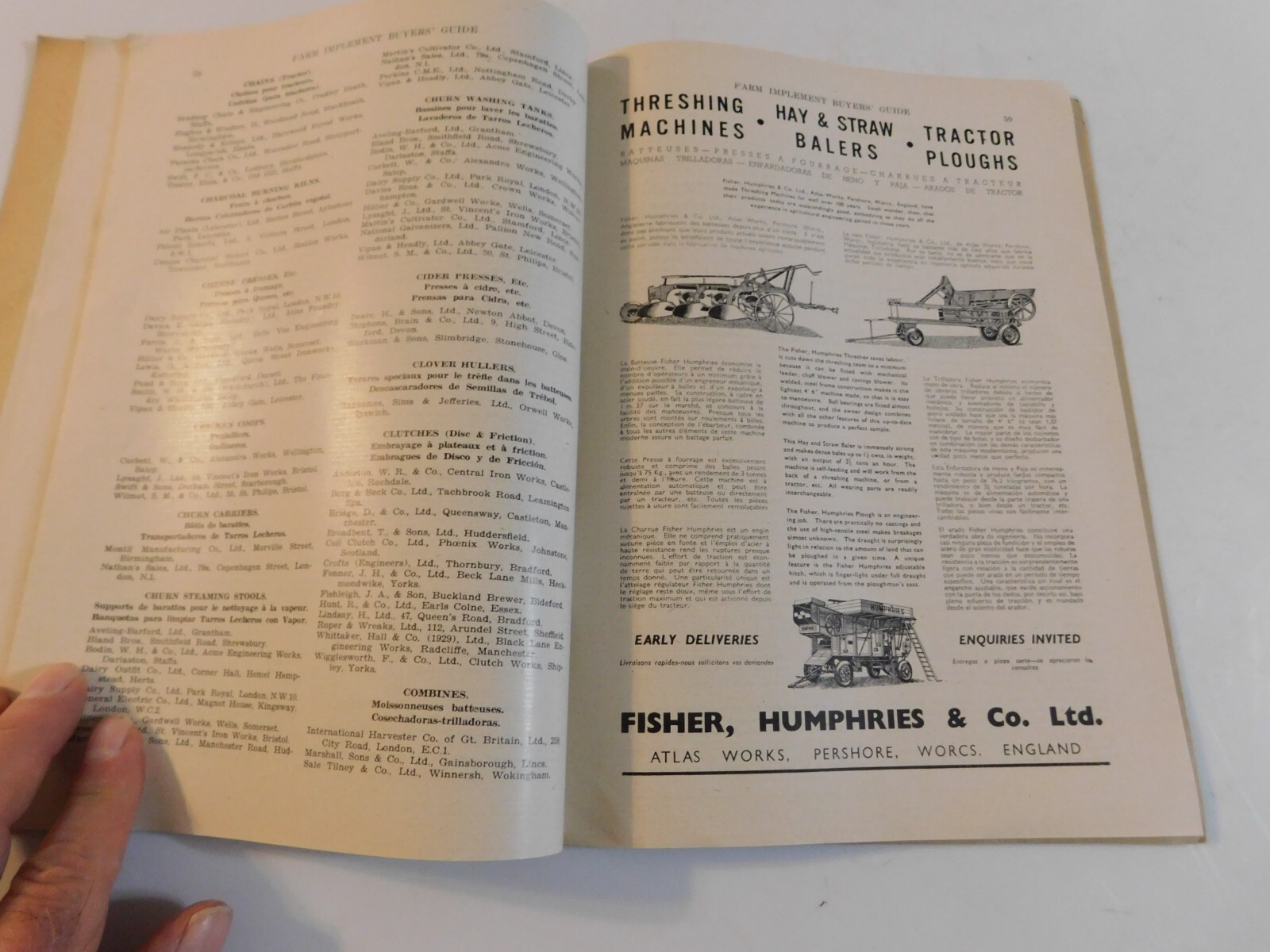 1946 FARM TRACTORS IMPLEMENT BUYER’S GUIDE EXPORT EDITION ALBION MACHINES