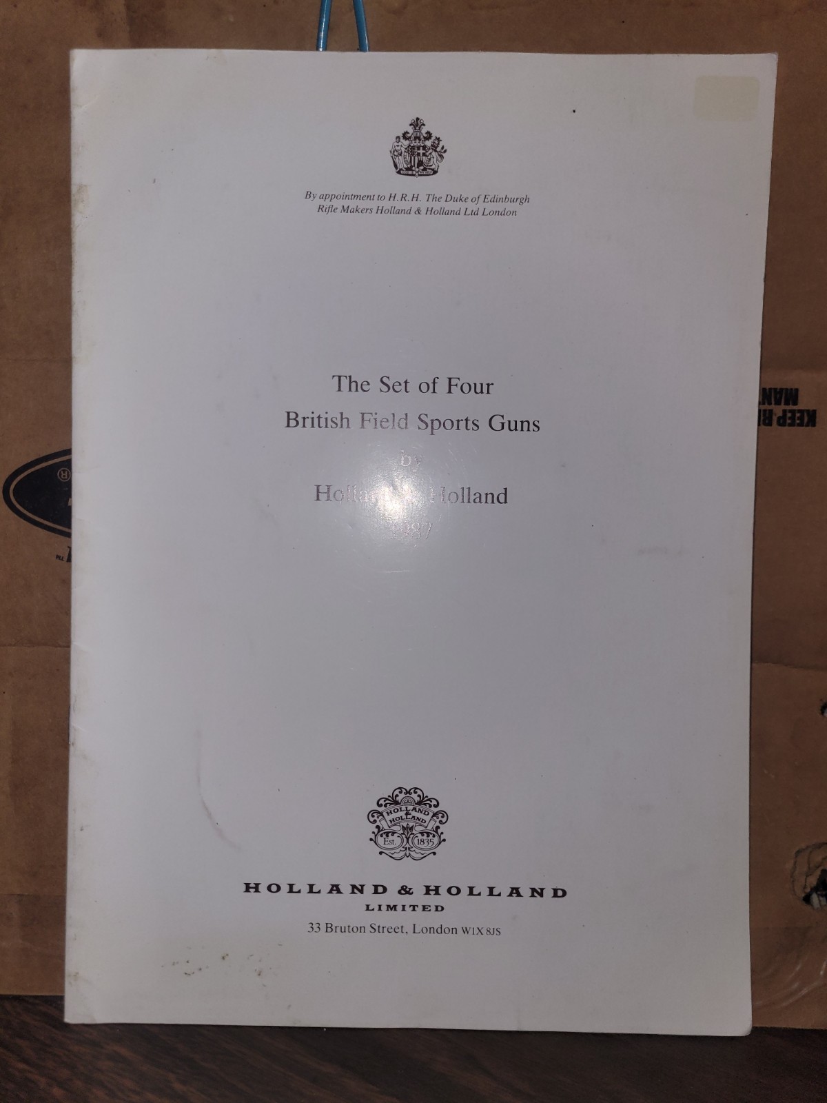 Holland and Holland Set of 4 British Field Sports Gun 1987 Advertising Brochure