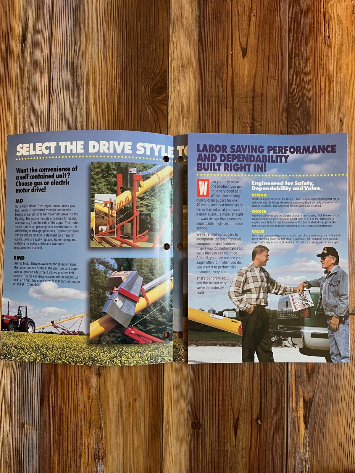 1998 Westfield WR Series Grain Auger Specs and Sales Brochure