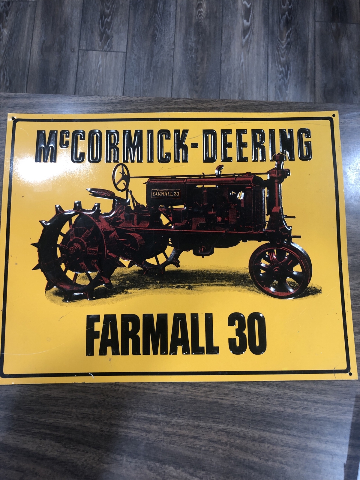 Vintage 1992 McCormick Deering Farmall 30 Tractor Embossed Tin Sign