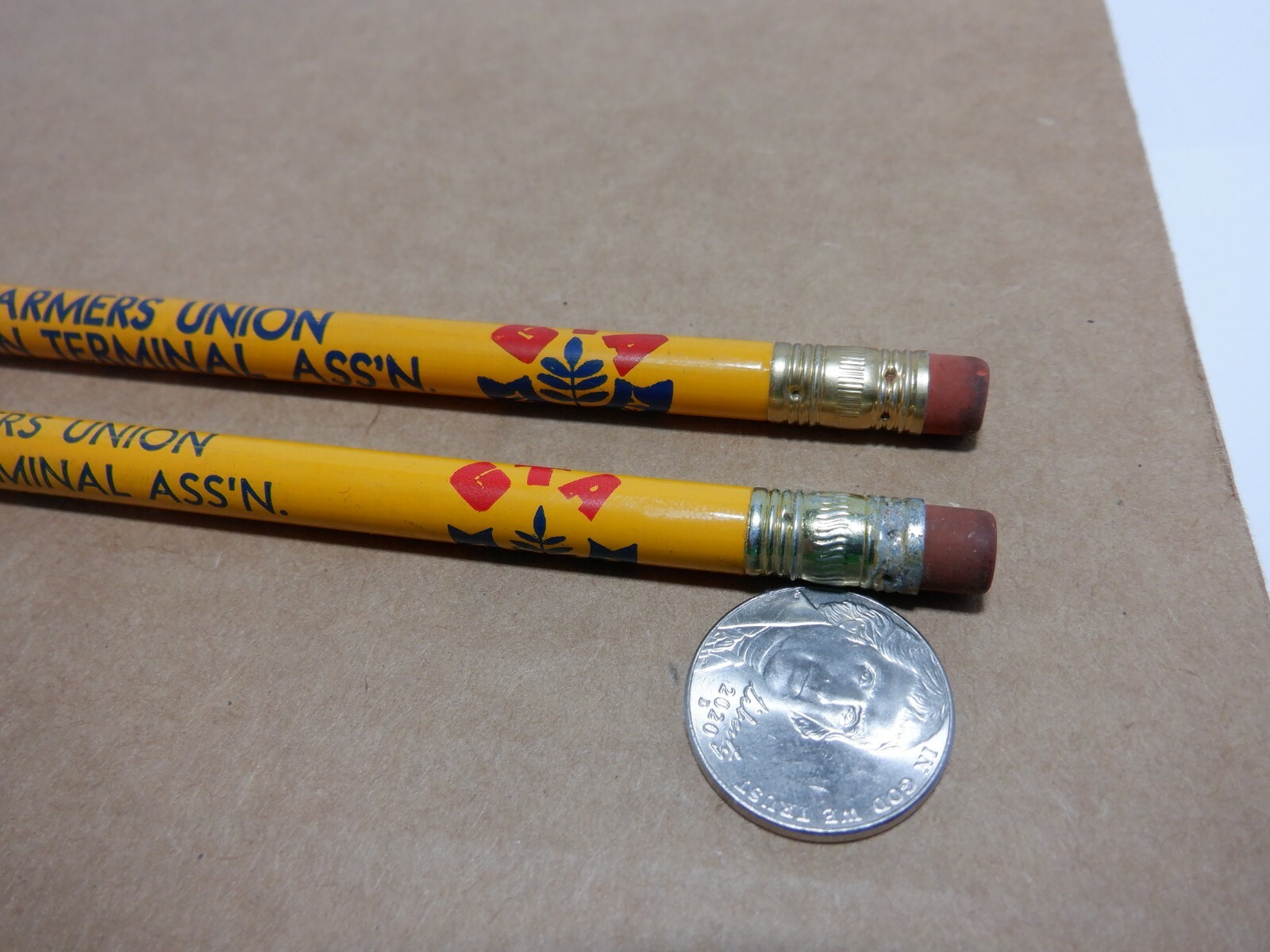 VINTAGE FARMERS UNION GRAIN TERMINAL ASS’N GTA PENCILS DIFFERENT UNSHARPENED NOS