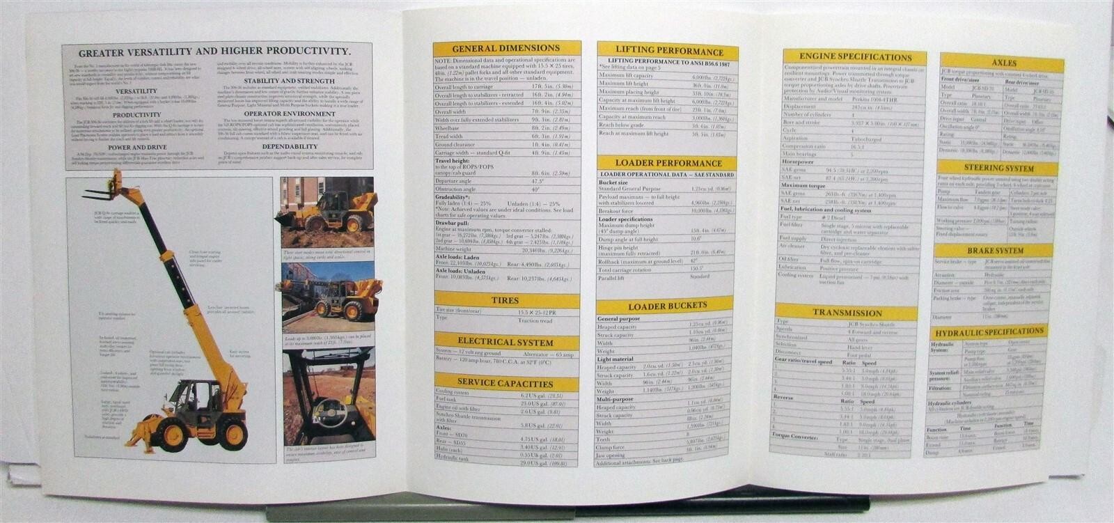 1990 JCB 506 36 Loadall Telescopic Boom Specification Construction Sale Brochure