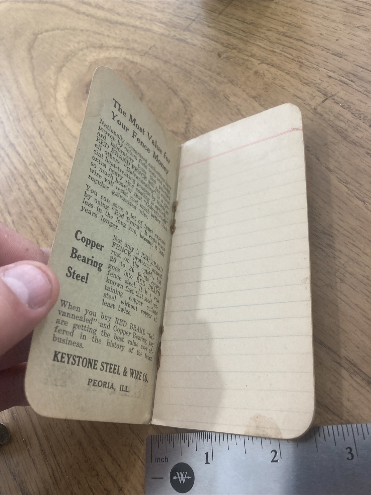 Red Brand Fence Keystone Steel Farmer’s Pocket Memo Book Peoria Illinois