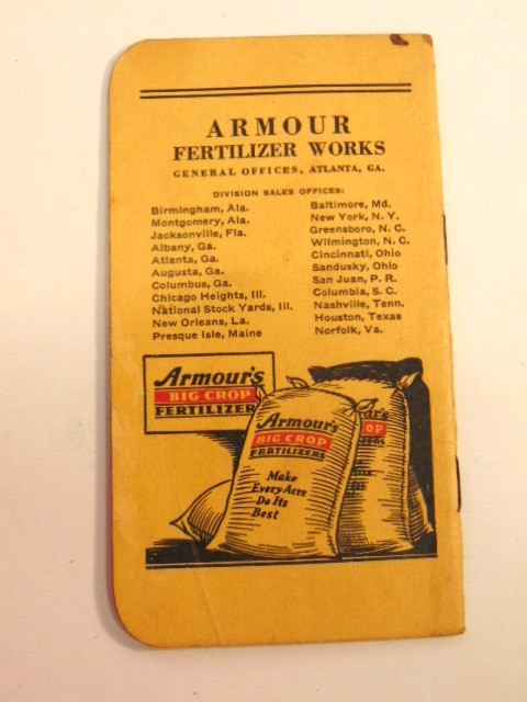 1939-40 Armour’s Big Crop Fertilizers advertising notebook