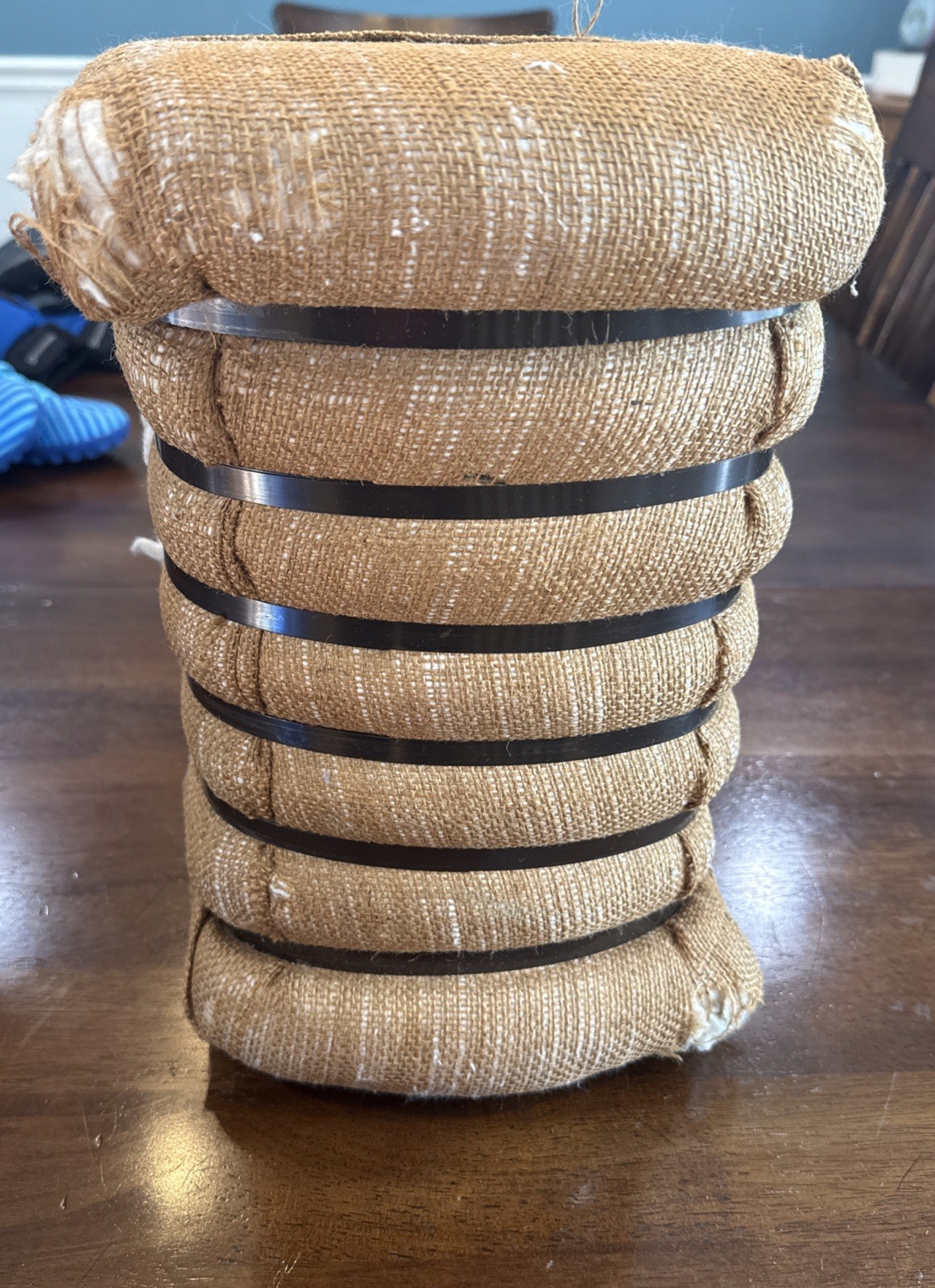 Medium Vintage Bale Of Raw USA Cotton burlap Wrapped 13 in x 8 in x 12 in