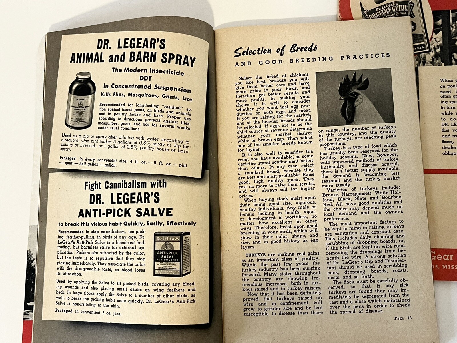 Dr. LeGear’s Booklet Poultry Guide Live Stock Manual Horses Sheep 1940’s LOT 2