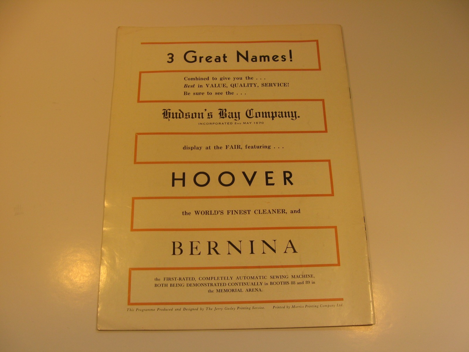Victoria Industrial + Agricultural Exhibition Programme 1960 Memorial Arena