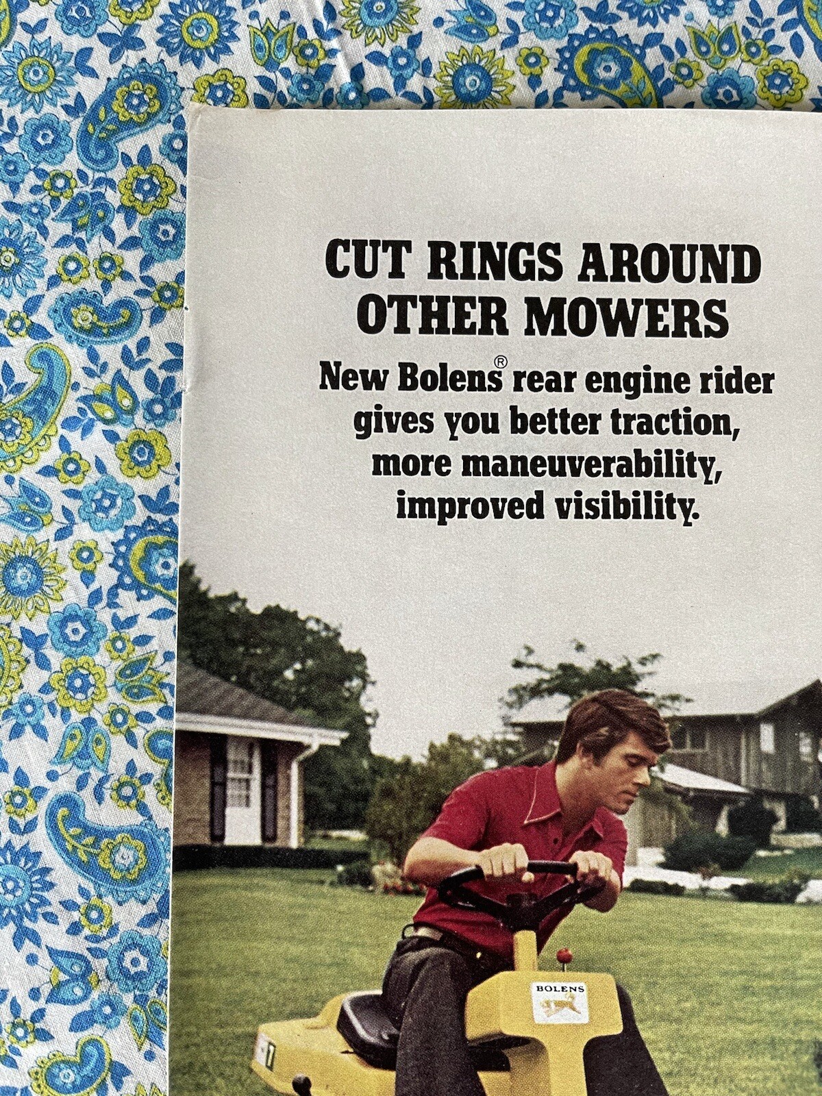 Vintage 1972 Bolens Rear Engine Riding Mower Print Ad Garden Tractor