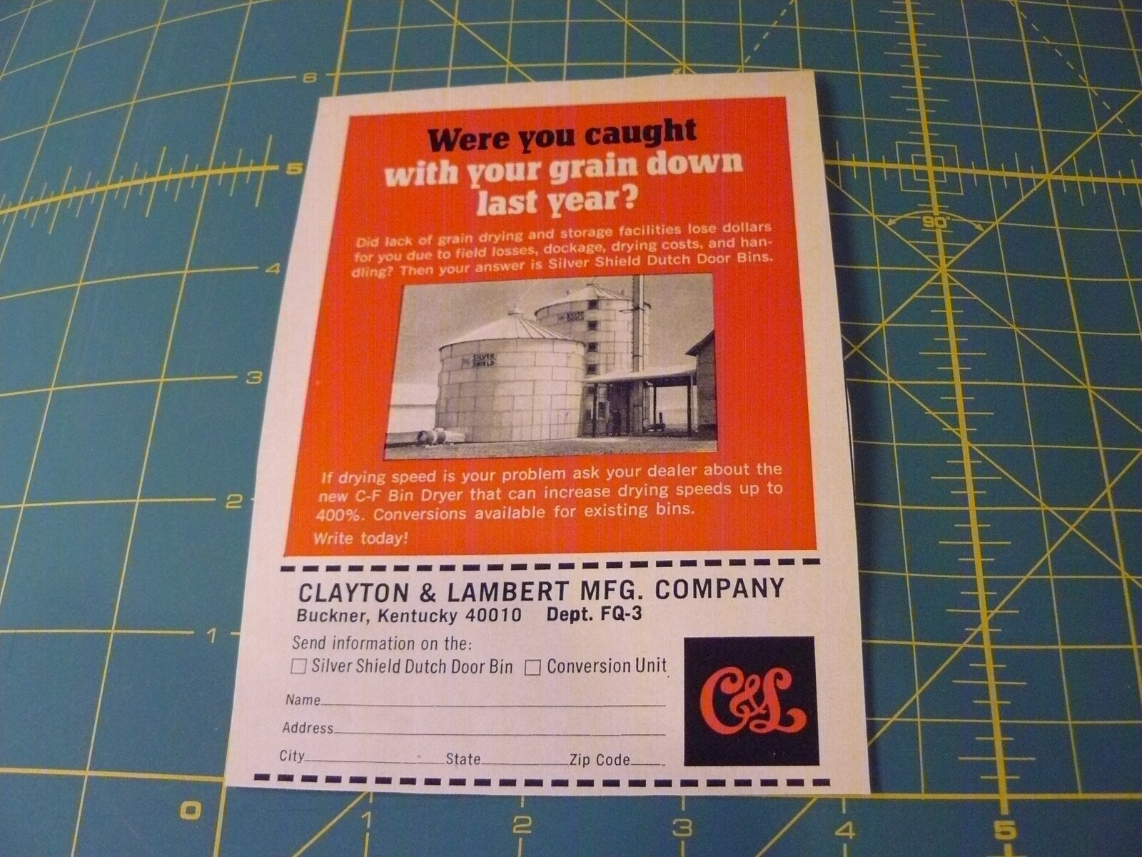 The FARM QUARTERLY -AD- SUMMER 1968 – CLAYTON & LAMBERT GRAIN DRYER/ Buckner, KY