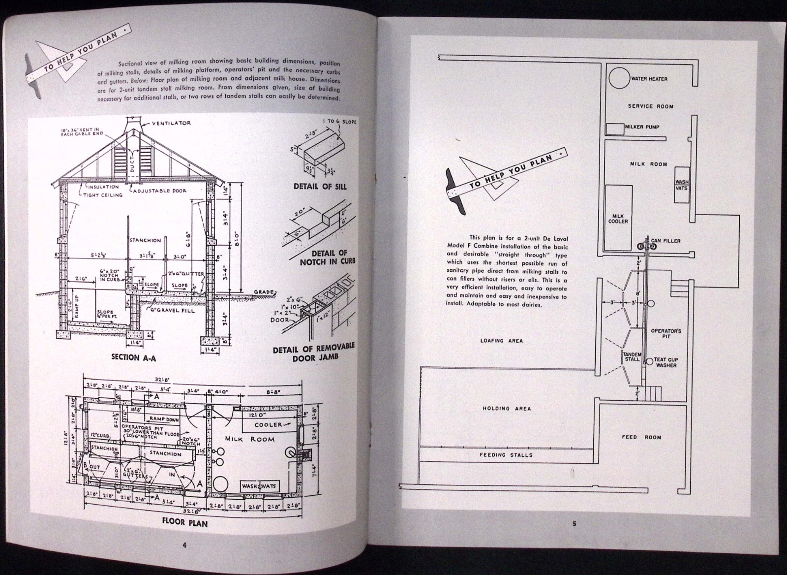 1950 De Laval Model F Combine Milker Plan Book De Laval Separator Co Chicago