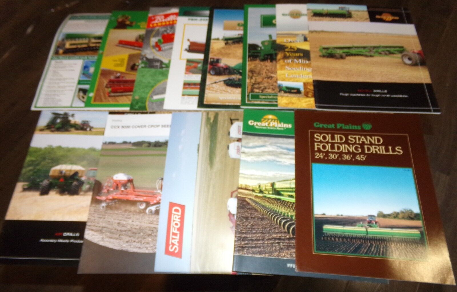 13-lot 1960’s-2010’s grain drill + air seeder brochures in nice shape used