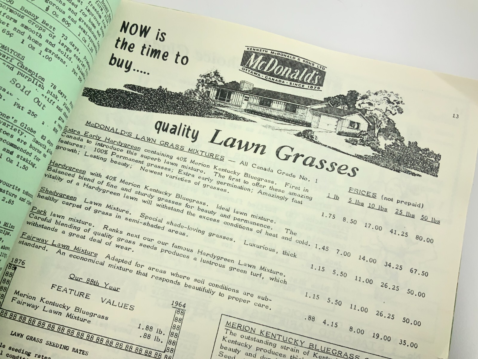McDonald’s Spring Garden Catalogue 1964 Seed Catalog Ottawa Canada EE629