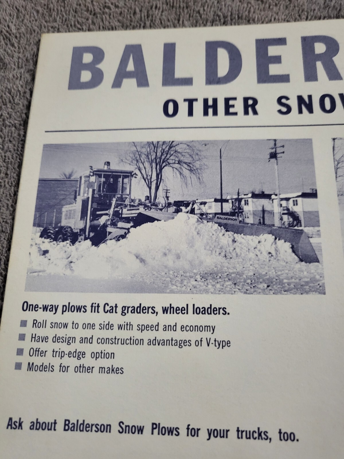 1965 Balderson V Snow Plow Blades Attachments Tractor Construction Grader Dozer