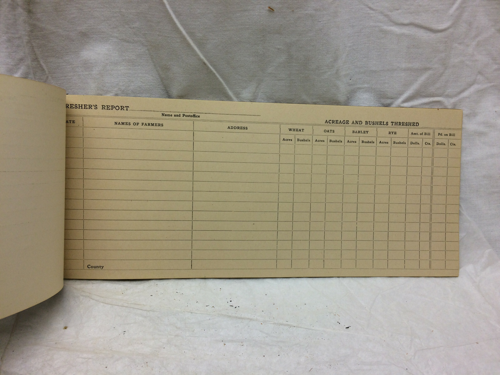 Vintage Threshers’ Book Farming Receipt Book Crop Weights & Measurement Chart