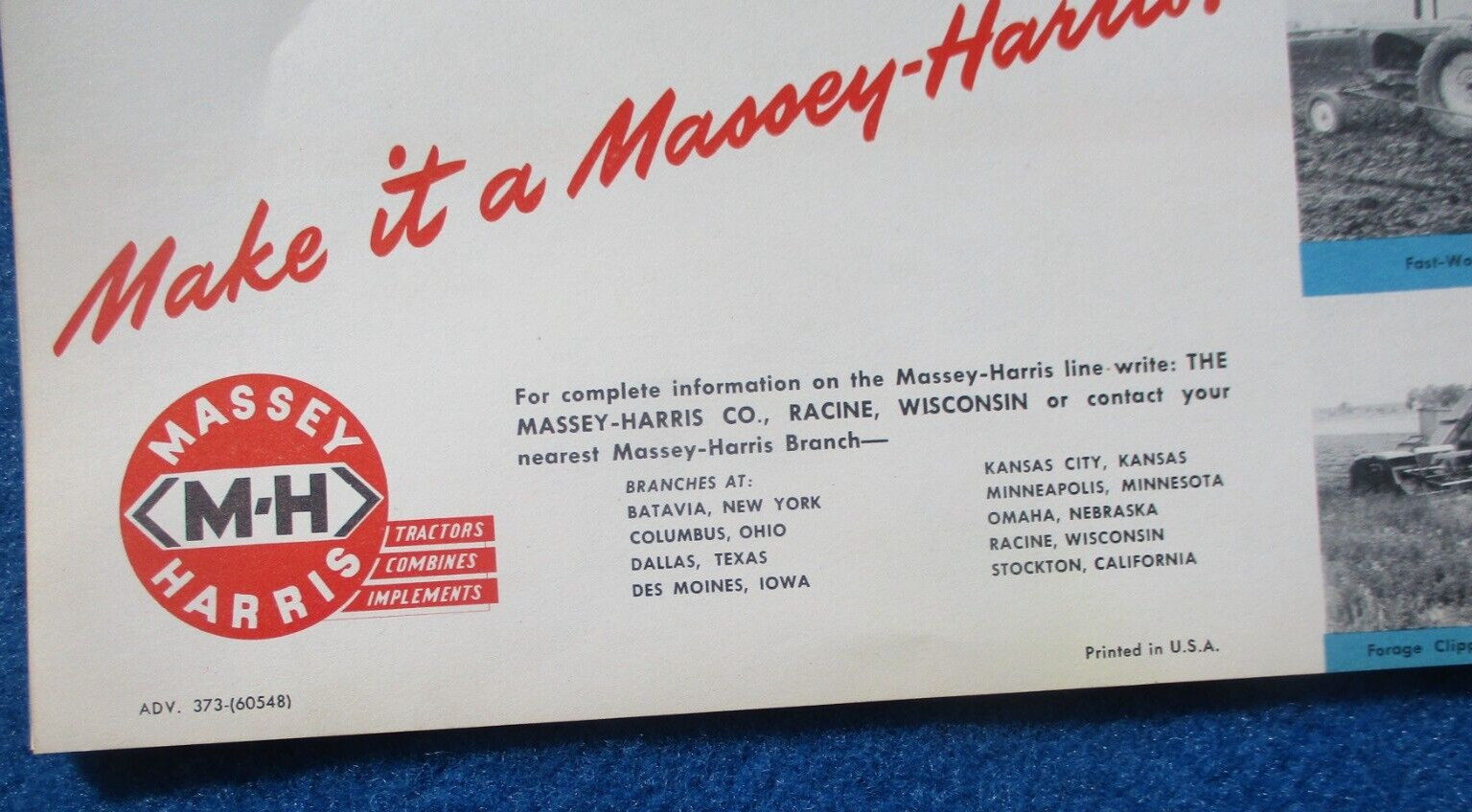 Massey Harris 1950’s Combine Sales Booklet Many Full Color Pages Original NOS