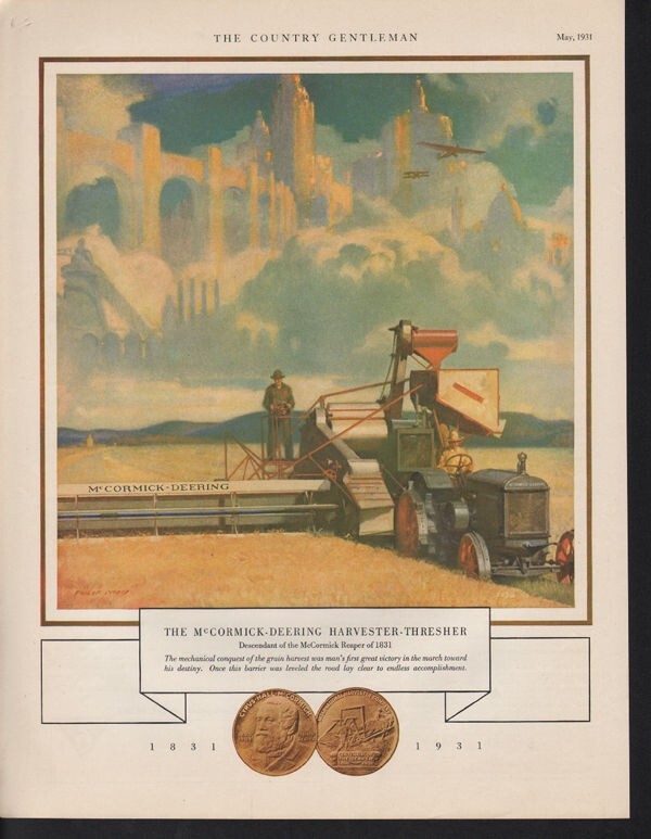 1931 MCCORMICK HARVES DEERING THRESHER CENTENNIAL COIN PHILIP LYFORD AD 10338