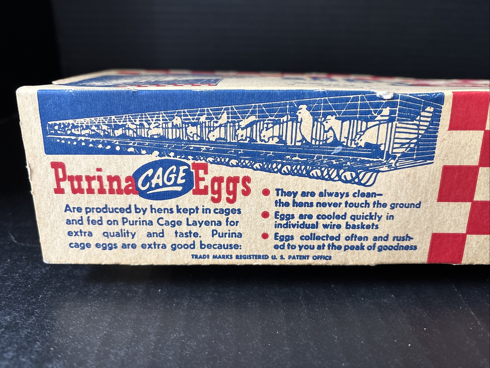 VINTAGE PURINA CAGE EGGS 1DOZEN PAPER CARTON-NEW YORK 16 N.Y.