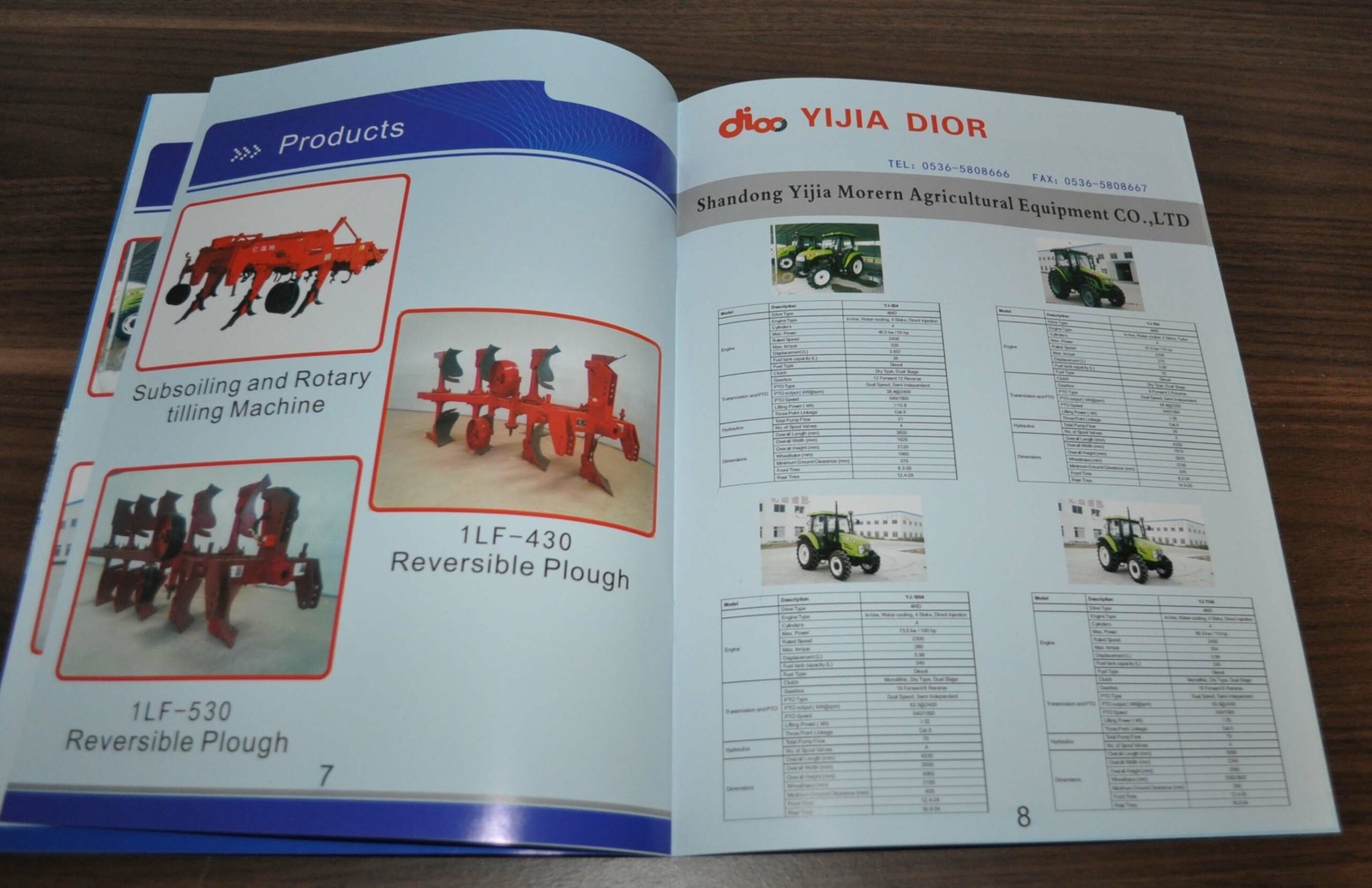 Yijia Dior Tractor China Specification Brochure Prospekt
