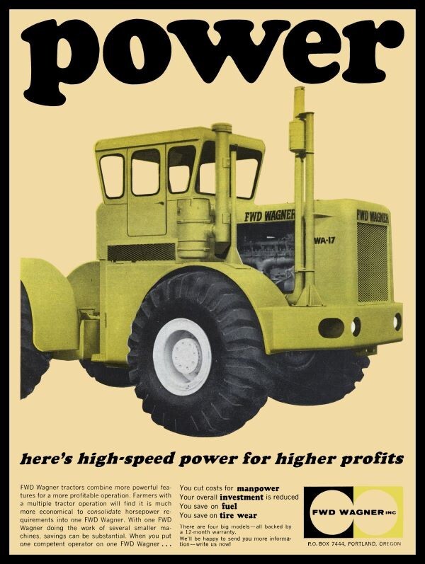 1965 FWD Four Wheel Drive Trucks Wagner Tractor NEW METAL SIGN: 12×16 Ships Free