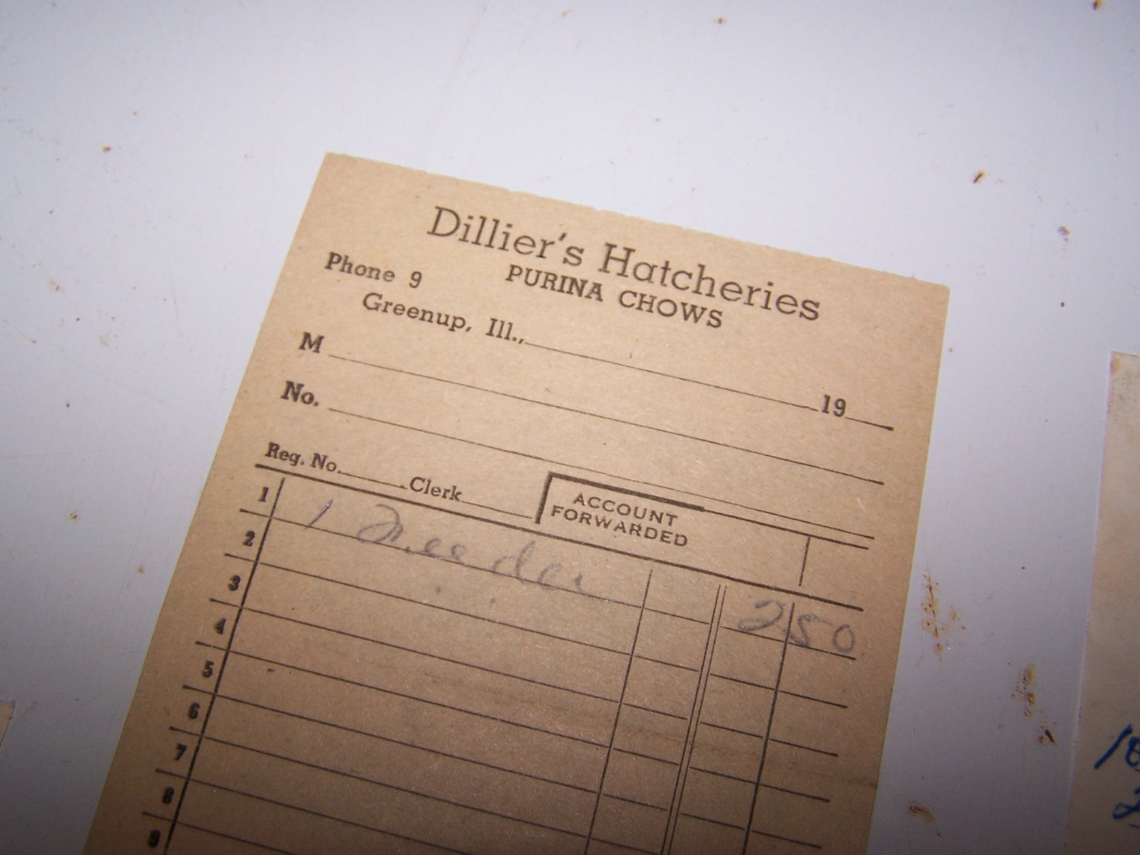 Five 1950’s GREENUP ILLINOIS Sales Receipts – Dillier’s Winnett’s Wade’s Greeson
