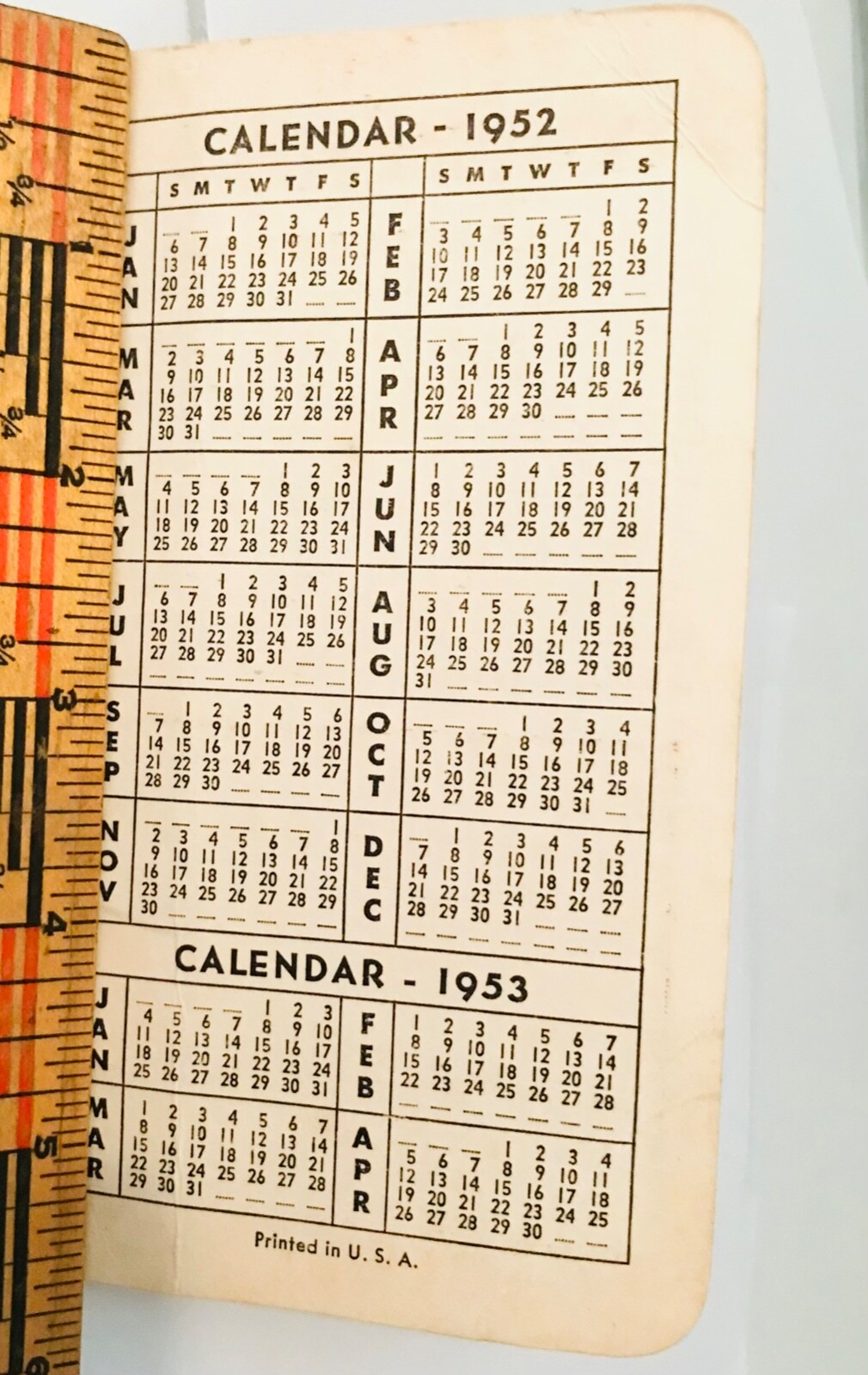 1952-1953 Armour’s Fertilizer & Vertagreen Plant Food Pocket Notebook Calendar