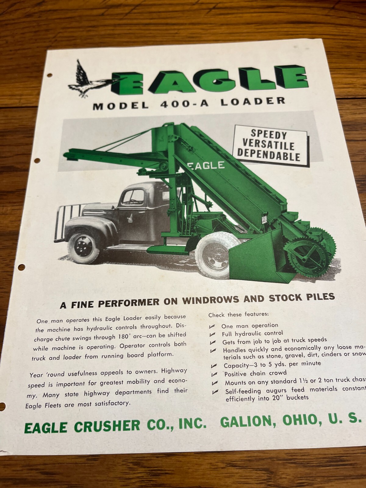 Eagle Model 400-A Windrow Loader Brochure AMIL22
