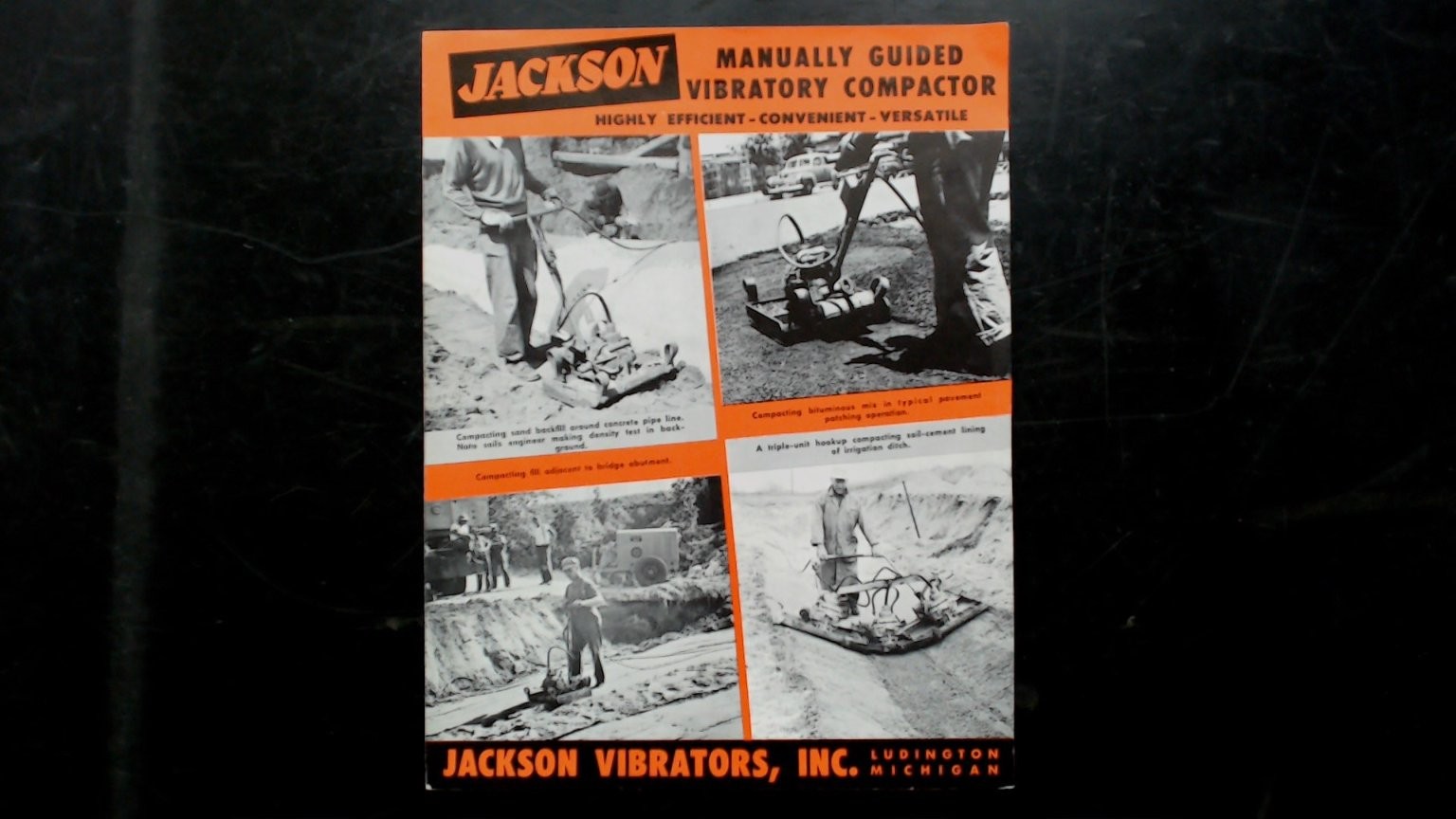 Jackson Manually Guided Vibratory Compactor Vintage Brochure 1950s