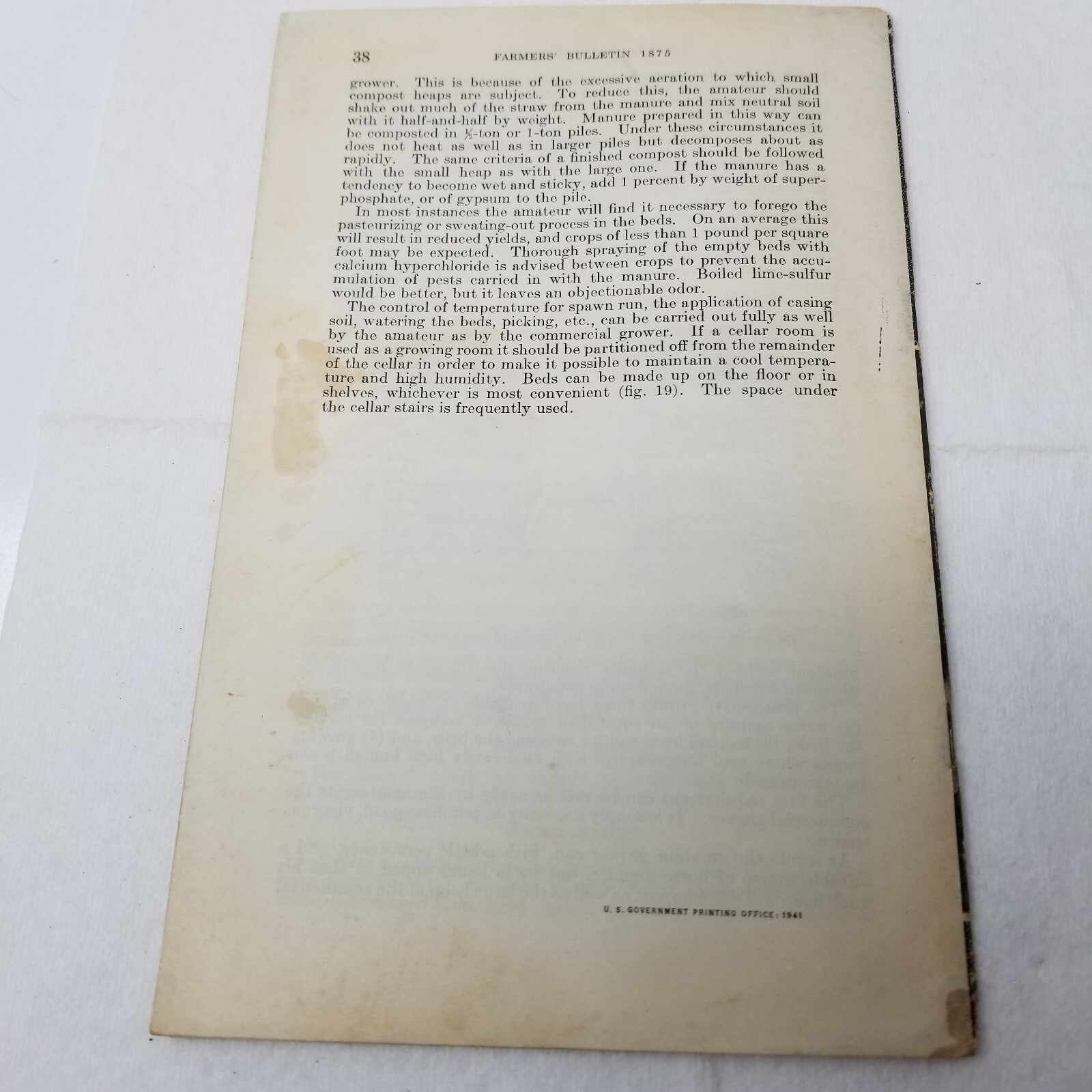 Mushroom Growing 1941 Farmers’ Bulletin Booklet 1875 USDA Photos Charts