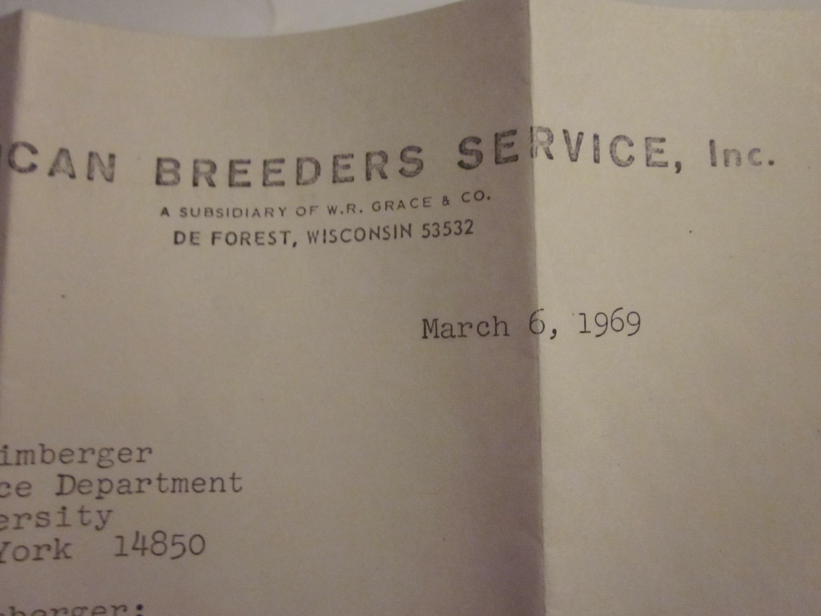 1969 American Breeders Service ABS letterhead paper job opening