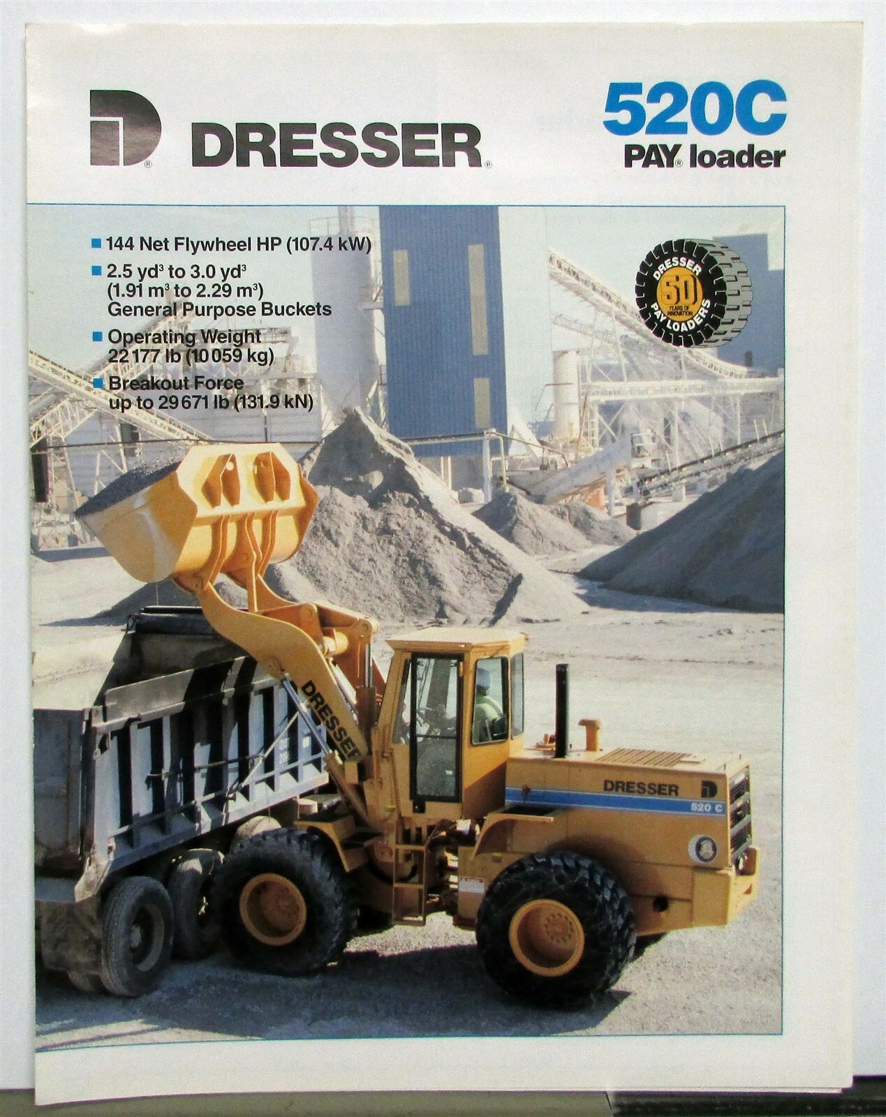 1990 Dresser 520C Payloader Specifications Construction Sales Brochure