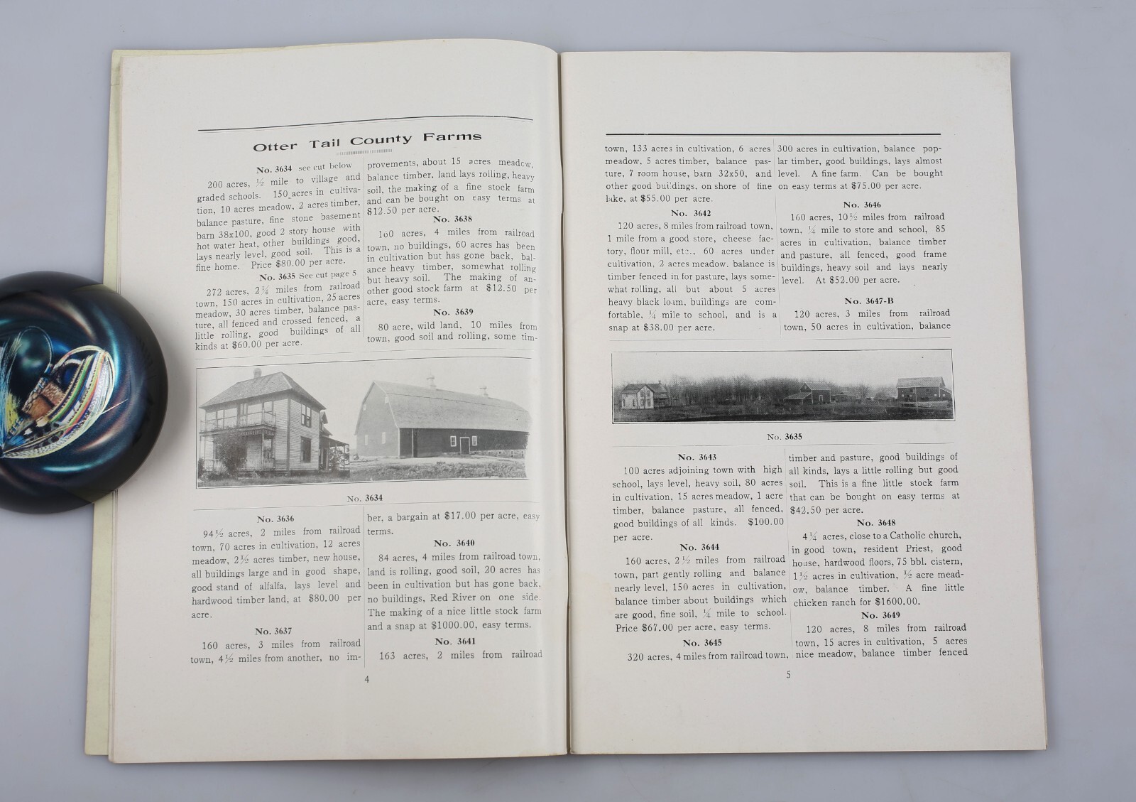 1914 Otter Tail County Minnesota Farms & Land List C.D. Baker Fergus Falls