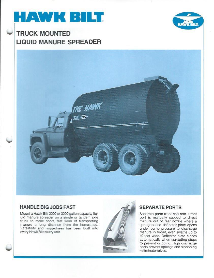 Farm Equipment Brochure – Hawk Bilt – 2200 3200 – Spreader – 2 items (F3467)